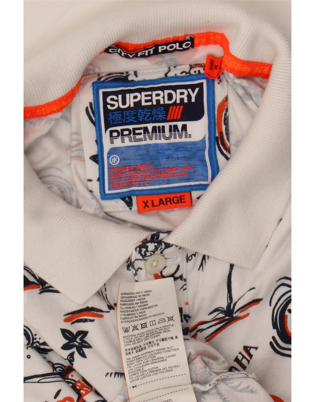 Мужская гавайская рубашка-поло Superdry XL, белый хлопок