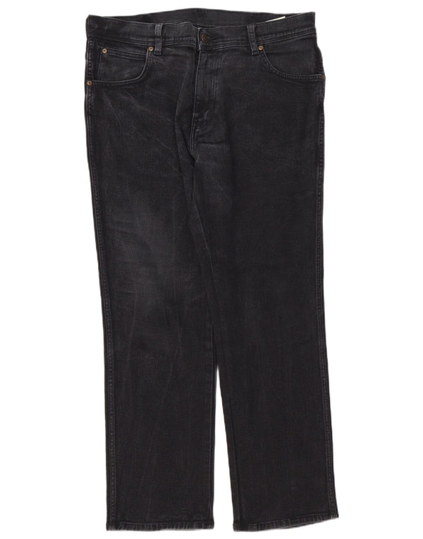 Wrangler Mens Straight Jeans W36 L30 Black Cotton