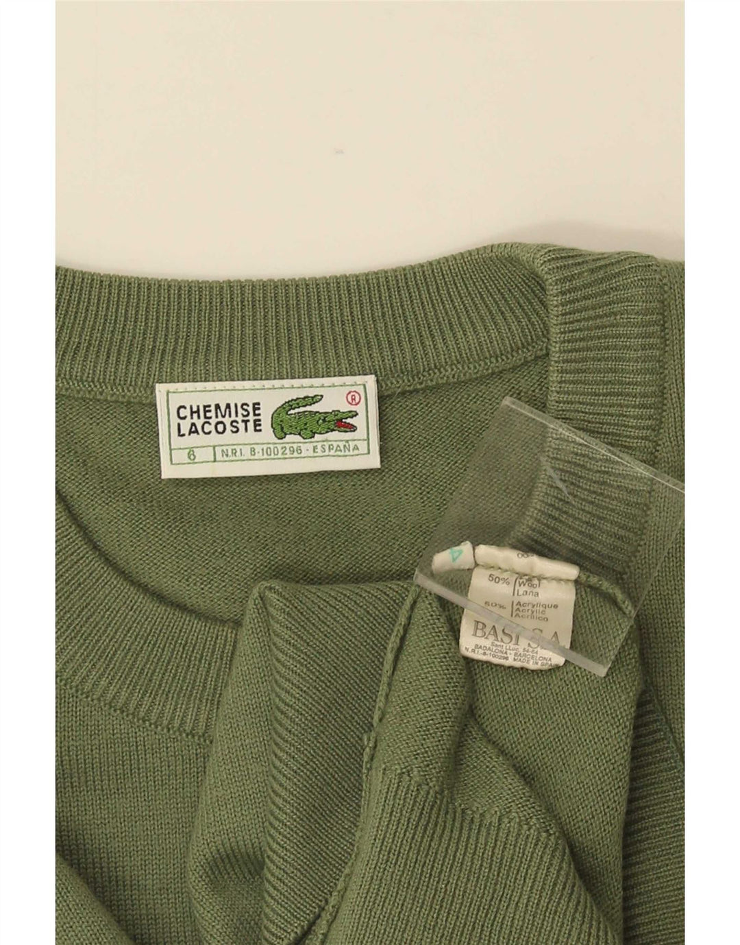 Мужской свитер Lacoste с круглым вырезом, размер 6 XL, зеленая шерсть