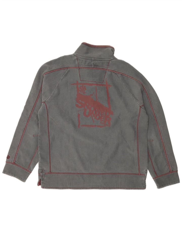 Мужской свитшот с рисунком на пуговицах и шее Fat Face, джемпер среднего серого цвета, хлопок