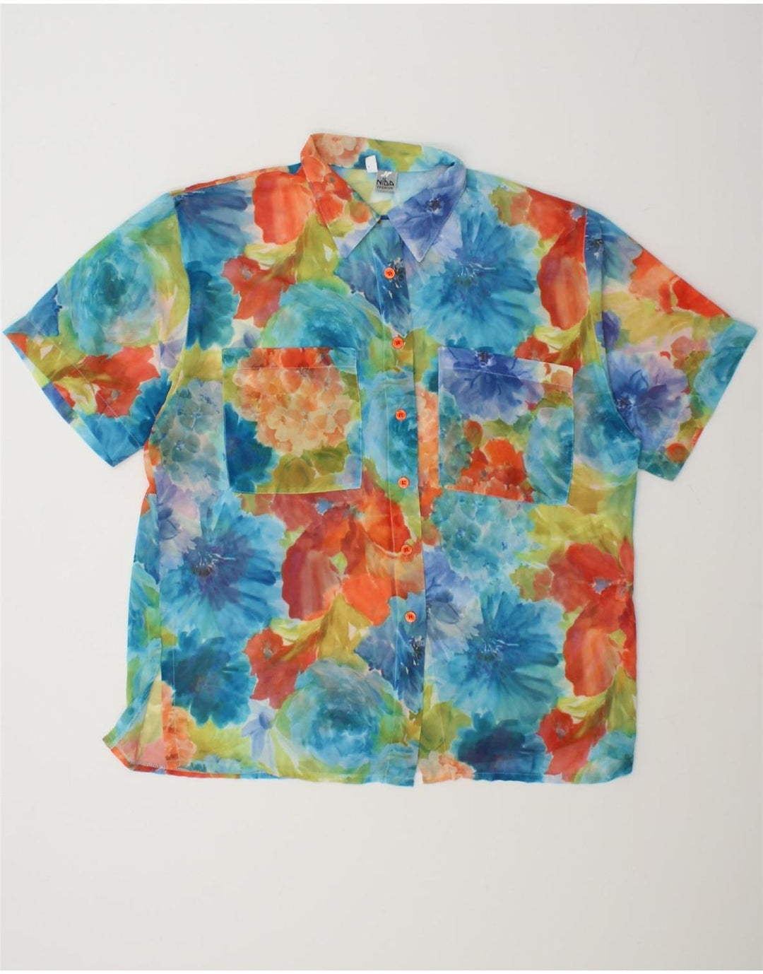 VINTAGE Womens Oversized Shirt Blouse UK 14/16 Large Multicoloured Tie Dye Vintage Vintage and Second-Hand Vintage from Messina Hembry 
