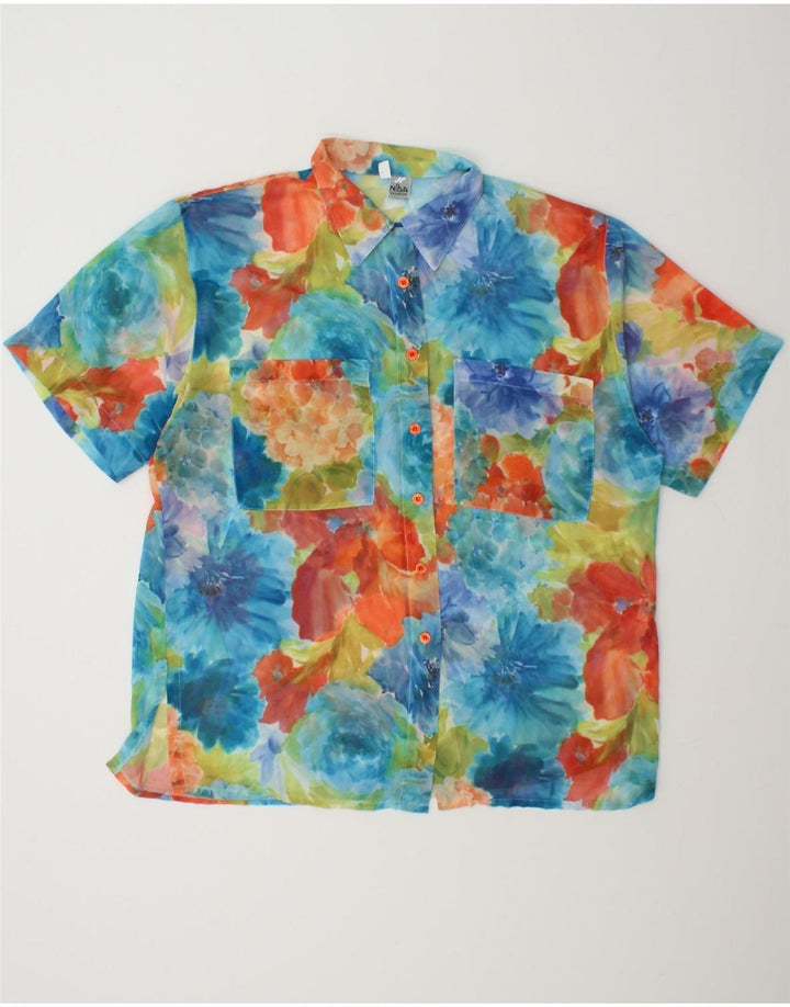 VINTAGE Womens Oversized Shirt Blouse UK 14/16 Large Multicoloured Tie Dye Vintage Vintage and Second-Hand Vintage from Messina Hembry 