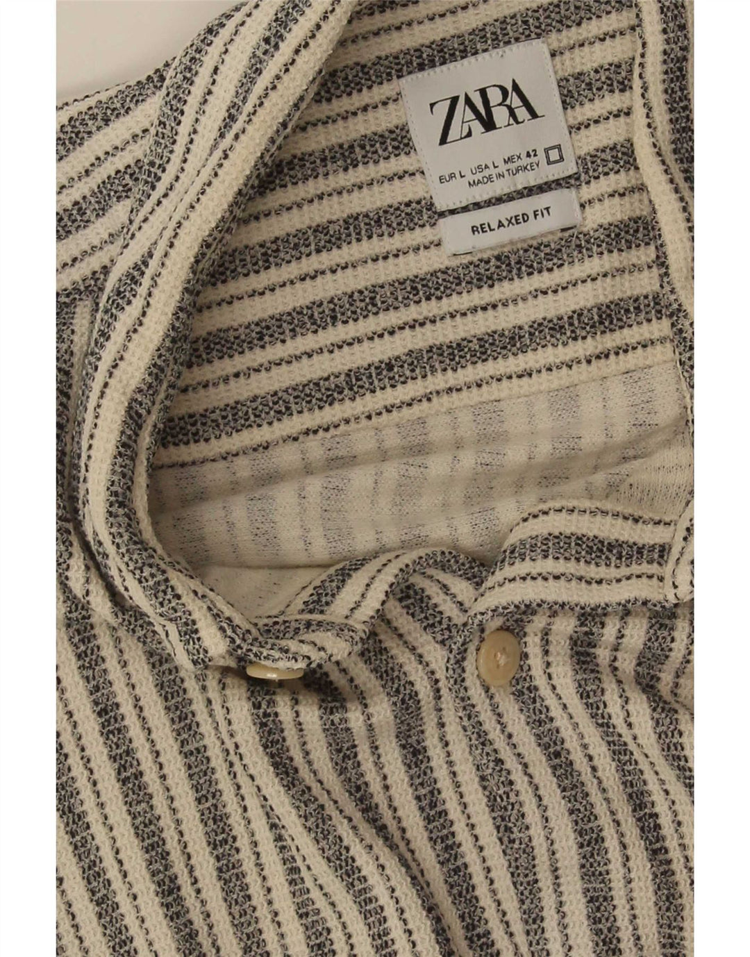 Мужская рубашка свободного кроя с коротким рукавом Zara, большая серая полоска
