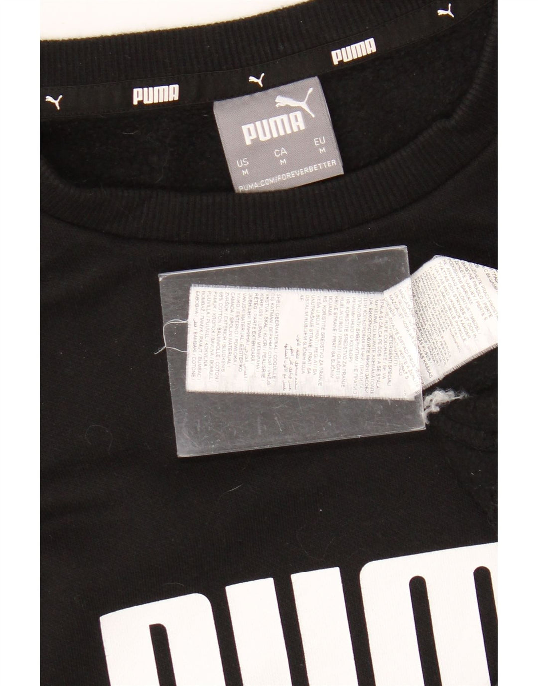 Мужской свитшот с рисунком PUMA, хлопковый джемпер среднего размера, черный