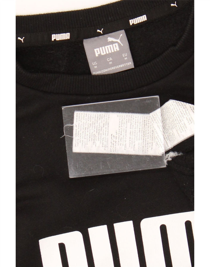 Мужской свитшот с рисунком PUMA, хлопковый джемпер среднего размера, черный