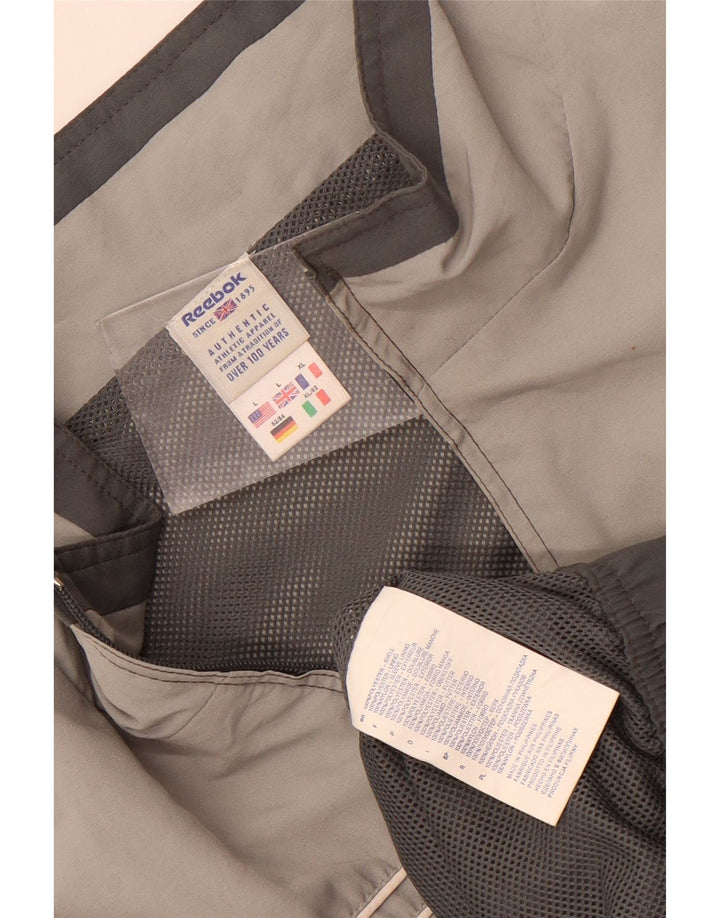 Мужская спортивная куртка Reebok с графическим рисунком, большая серая полиэстер с цветными блоками