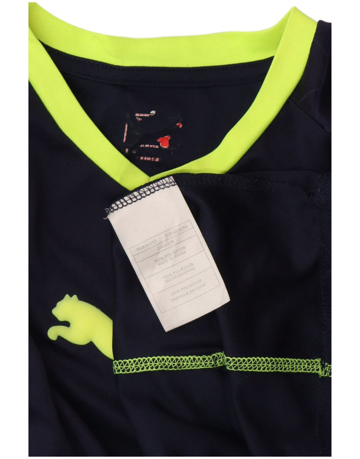 Женская футболка с рисунком PUMA, топ среднего размера, темно-синий, полиэстер