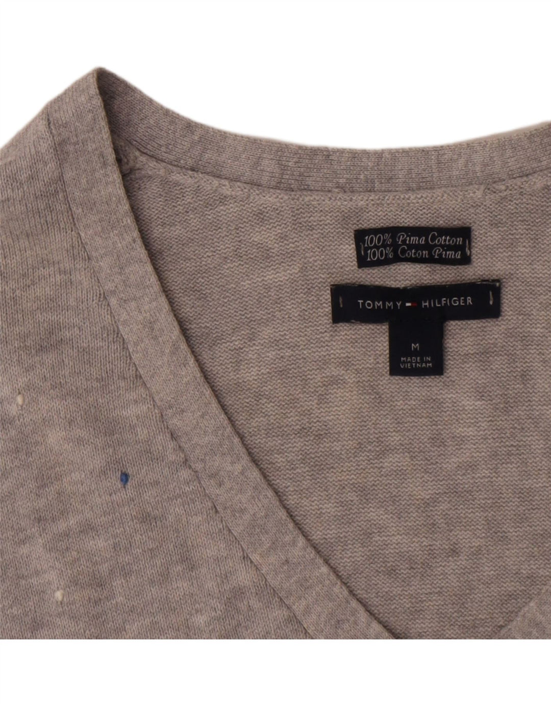 Женский топ Tommy Hilfiger с длинным рукавом UK 12, хлопок среднего серого цвета в пятнах
