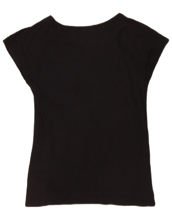Женская футболка с рисунком Zara Top UK 12, средний черный хлопок