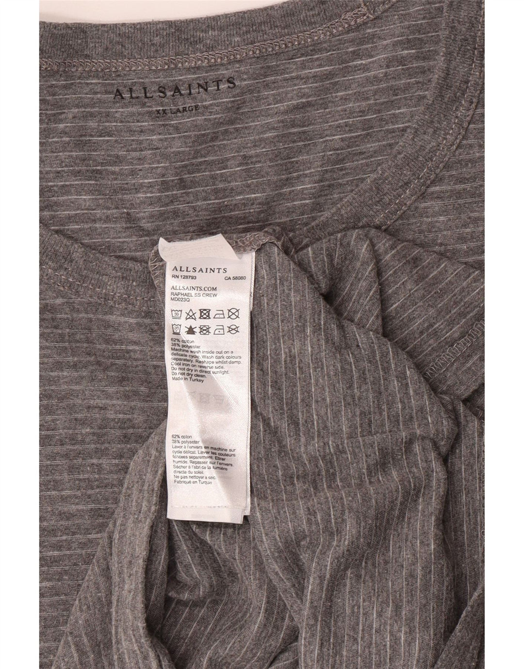 Мужская футболка ALL SAINTS 2XL, хлопковая серая полоска