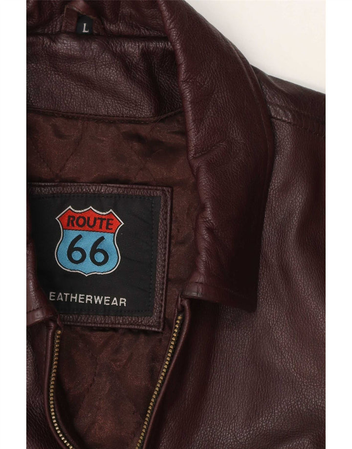 Мужская кожаная куртка Route 66 UK 40, большая бордовая