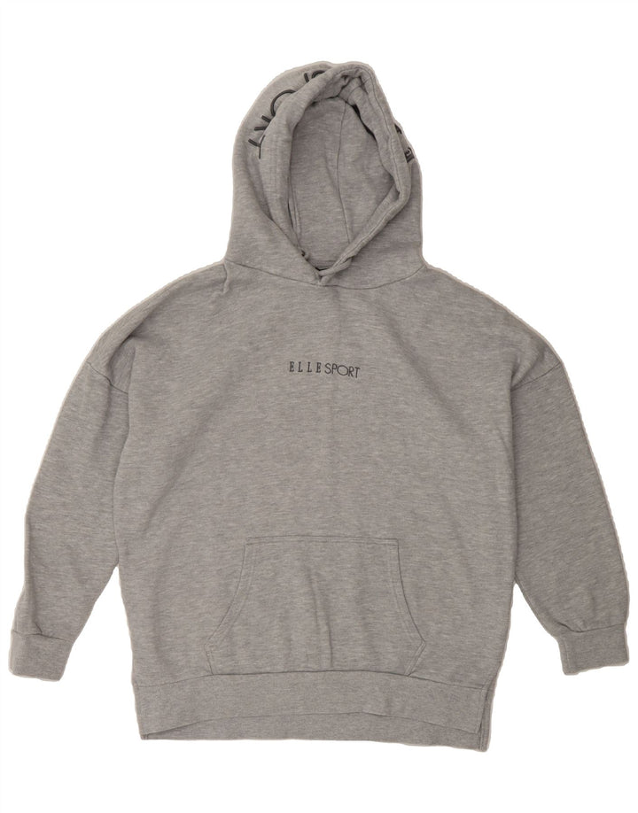 ELLE SPORT Womens Oversized Hoodie Jumper UK 14 Medium Grey Vintage Elle Sport and Second-Hand Elle Sport from Messina Hembry 