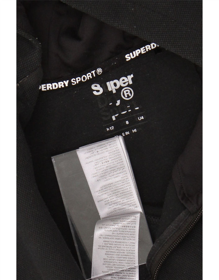 SUPERDRY Женский свитер с капюшоном на молнии с графическим рисунком UK 12, средний черный полиэстер