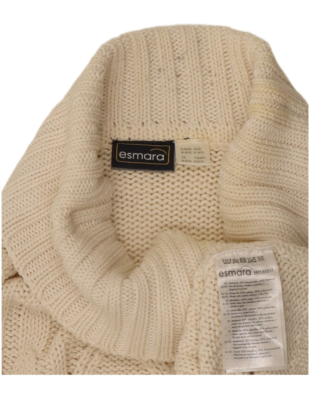 Женский джемпер ESMARA с высоким воротником, Великобритания 14, средний цвет, белый хлопок