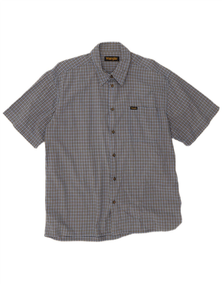 Мужская рубашка с коротким рукавом Wrangler, большая синяя клетка, хлопок