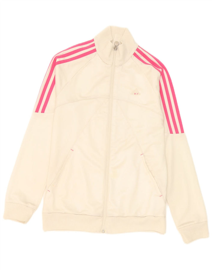 Спортивный костюм Adidas для девочек с графическим рисунком, верхняя куртка 14-15 лет, белый полиэстер