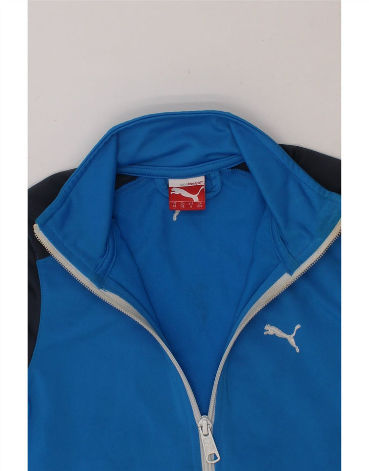 PUMA Boys Tracksuit Top Jacket 5-6 Years Blue Colourblock Polyester Vintage Puma and Second-Hand Puma from Messina Hembry 