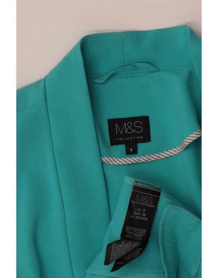 Женский открытый пиджак Marks & Spencer UK 8, маленький бирюзовый полиэстер