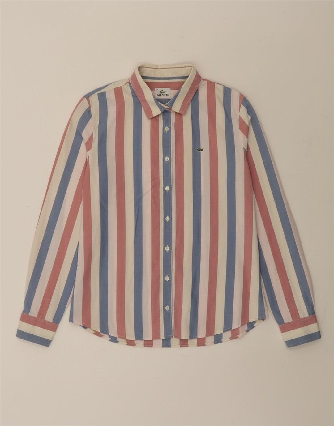 Женская рубашка Lacoste, размер 42, большой хлопок в разноцветную полоску