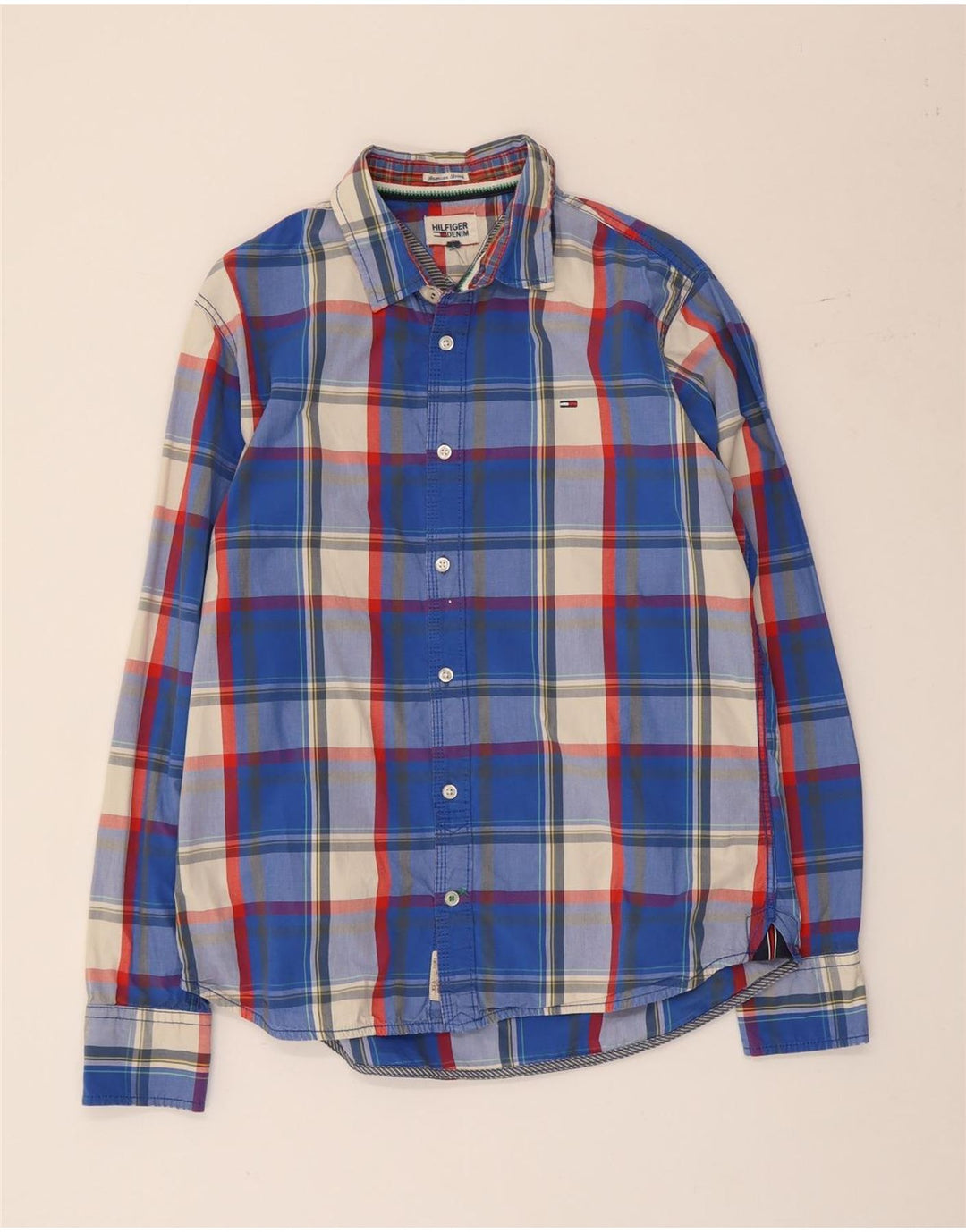 Мужская рубашка Tommy Hilfiger в крупную синюю клетку из хлопка