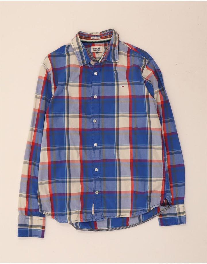 Мужская рубашка Tommy Hilfiger в крупную синюю клетку из хлопка