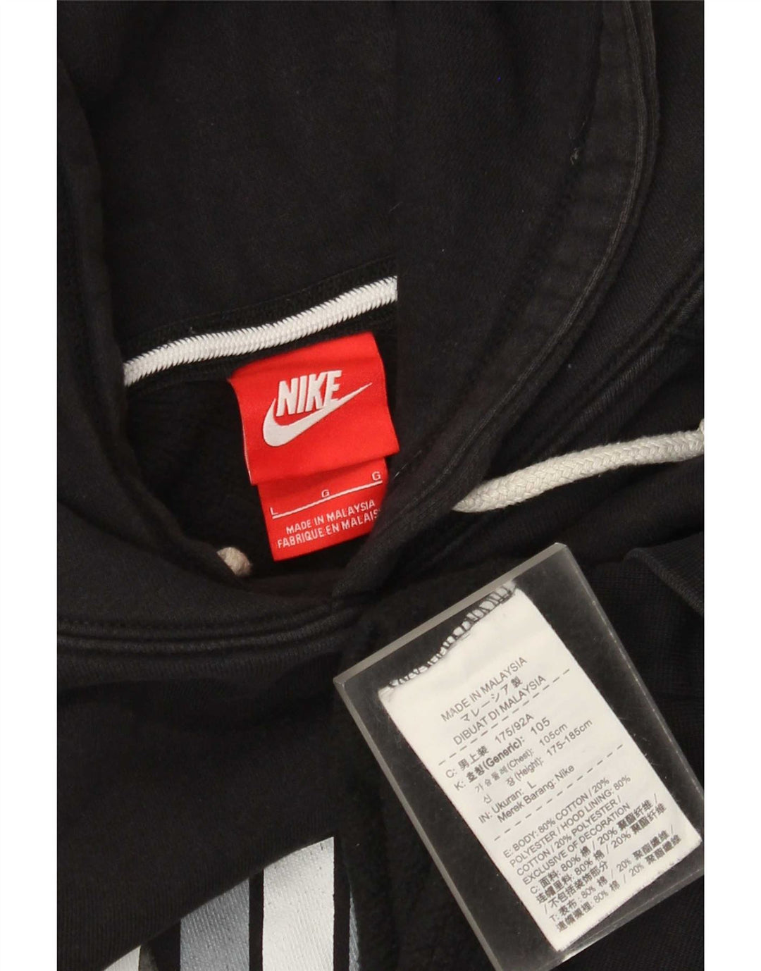 Мужской джемпер с капюшоном с графическим рисунком Nike, большой черный, хлопковый