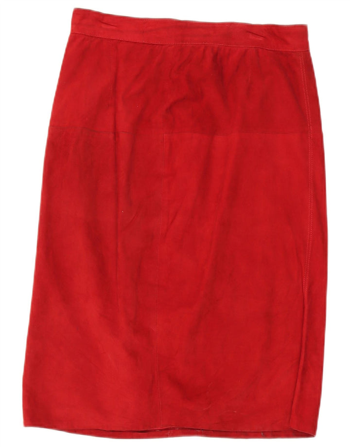 ВИНТАЖНЫЙ комплект из 2 женских замшевых юбок UK 14, средний W30, красная кожа