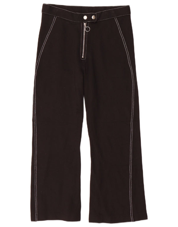 Topshop Женские повседневные широкие брюки UK 10 Small W28 L26 Черные вискозы