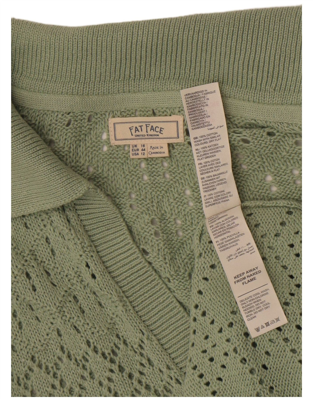 Женский свободный джемпер с воротником-поло Fat Face, Великобритания, 16, большой зеленый цвет