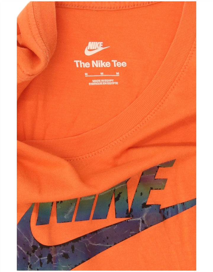 Мужская футболка с рисунком Nike, хлопковый топ среднего оранжевого цвета
