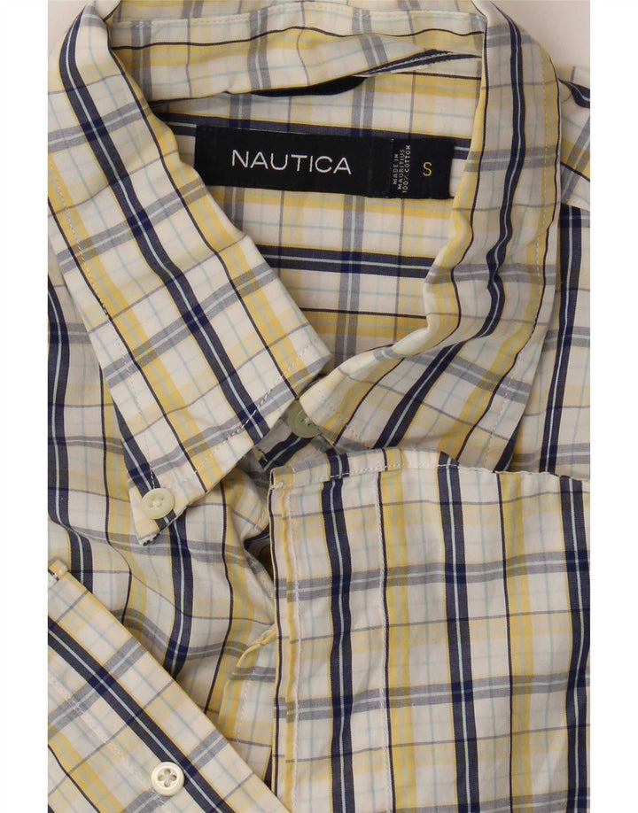 Мужская рубашка Nautica с коротким рукавом, маленькая желтая клетка, хлопок