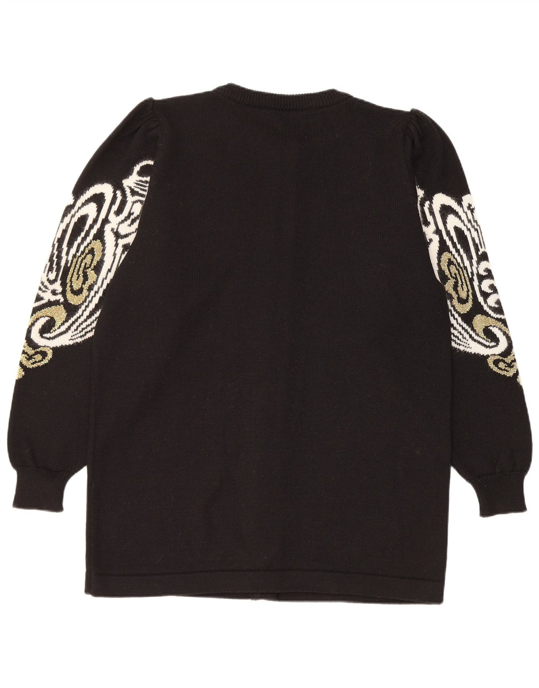 Винтажный женский кардиган-свитер EU 38/40, средний черный акрил с пейсли