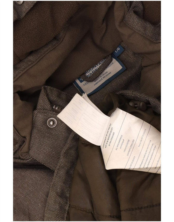 Мужская парка Mountain Warehouse с капюшоном, Великобритания, 40, большая, цвета хаки, полиэстер