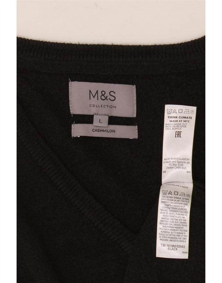 Мужской джемпер с v-образным вырезом Marks & Spencer, большой черный акрил