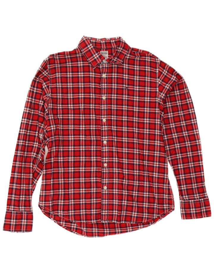 Tommy Hilfiger Мужская рубашка XL в красную клетку из хлопка