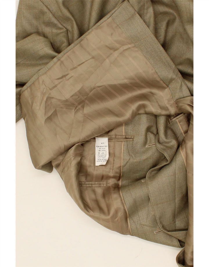 MICHAEL KORS Mens 3 Button Blazer Jacket UK 40 Large Beige Check Silk Vintage Michael Kors and Second-Hand Michael Kors from Messina Hembry 