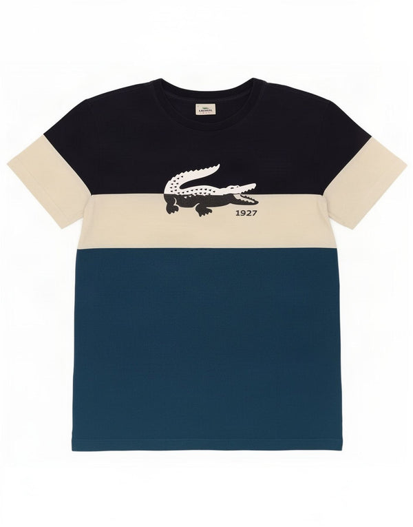 Lacoste Мужская футболка с рисунком, размер 7, 2XL, разноцветная, с цветными блоками