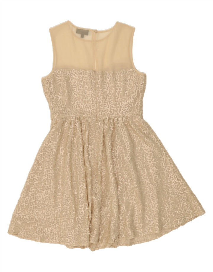 WAREHOUSE Womens Sleeveless A-Line Dress UK 14 Medium Beige Polyester Vintage Warehouse and Second-Hand Warehouse from Messina Hembry 