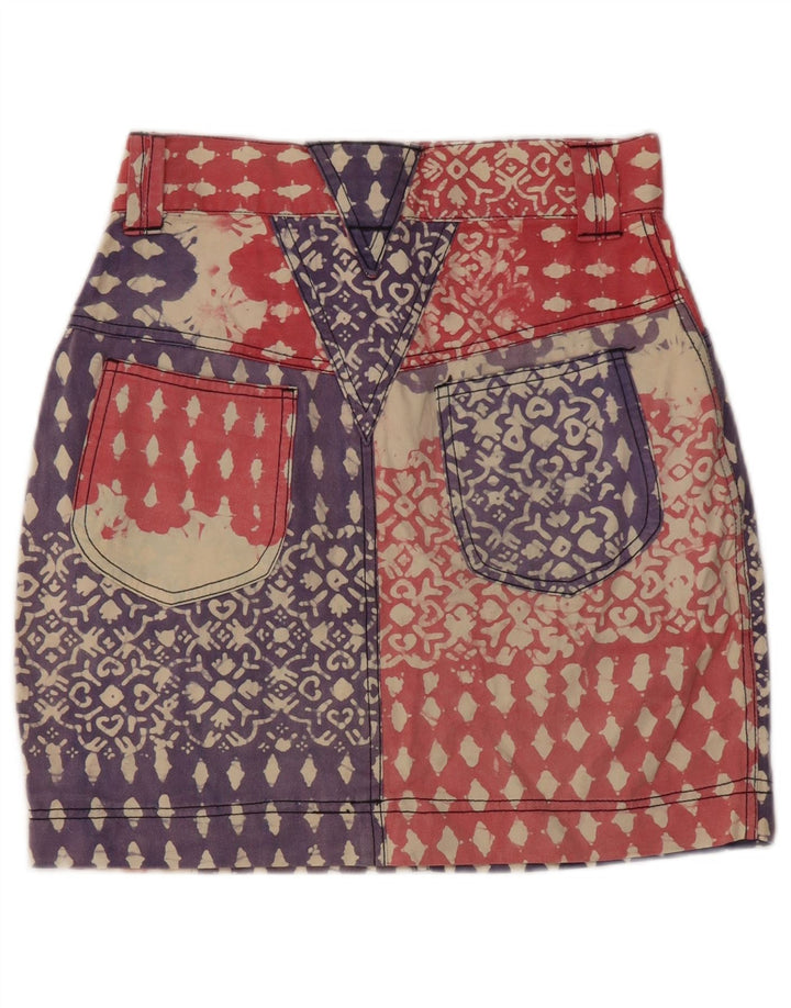 Винтажная женская джинсовая юбка-карандаш с абстрактным узором, большая W28, синяя хлопковая