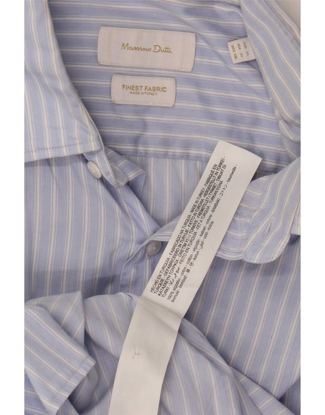 Мужская рубашка Massimo Dutti XL, синяя хлопковая полоска