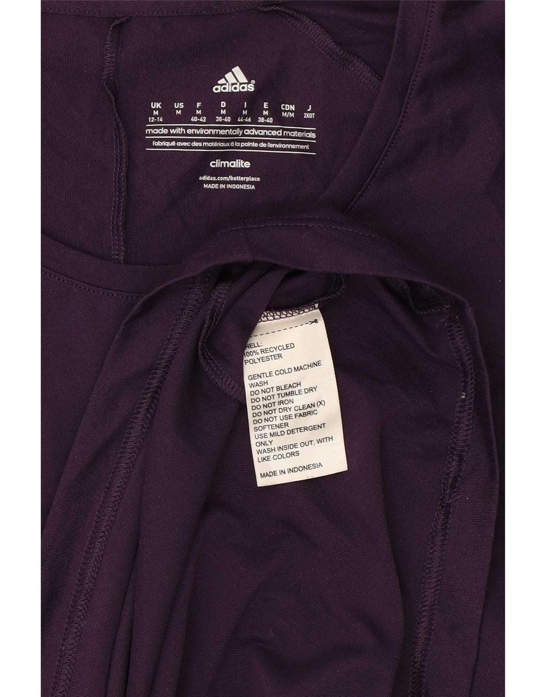 Женская футболка Adidas Climalite Top UK 12/14, средний фиолетовый полиэстер