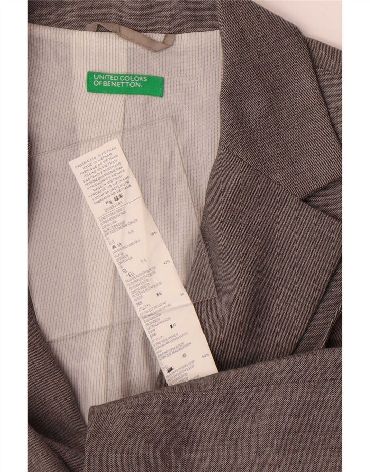 Женский пиджак Benetton на 2 пуговицах IT 46, большой, серый, шерсть