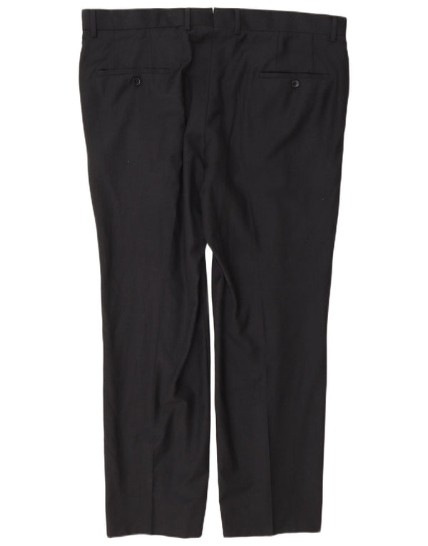 Мужские прямые костюмные брюки Hugo Boss IT 56 3XL W40 L30 Темно-синие, шерсть