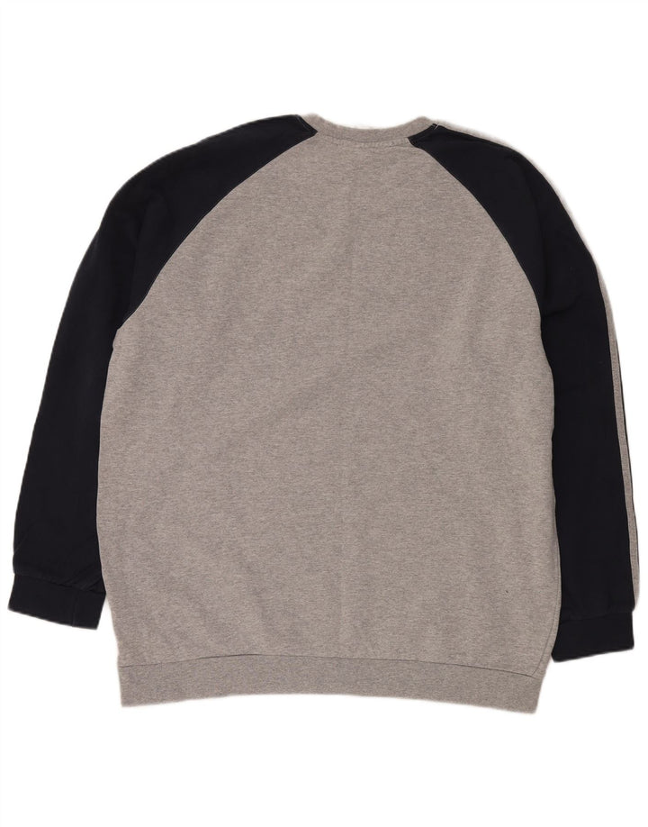 Мужской свитер ADIDAS, джемпер 2XL, серый, хлопок с цветными блоками