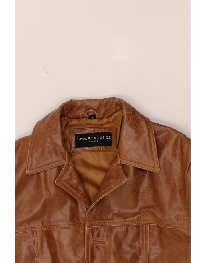 VINTAGE Mens Leather Jacket UK 36 Small Brown Leather Vintage Vintage and Second-Hand Vintage from Messina Hembry 