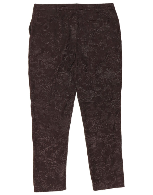 Женские узкие брюки-чиносы Oasis UK 14, большие W34 L27, черный хлопок с цветочным принтом