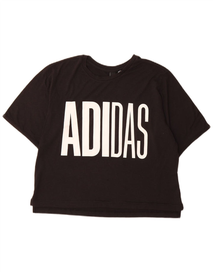 Женская футболка с рисунком Adidas Top UK 16/18, большой черный полиэстер
