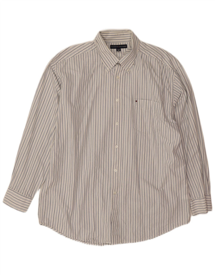Мужская рубашка Tommy Hilfiger XL из хлопка в белую полоску