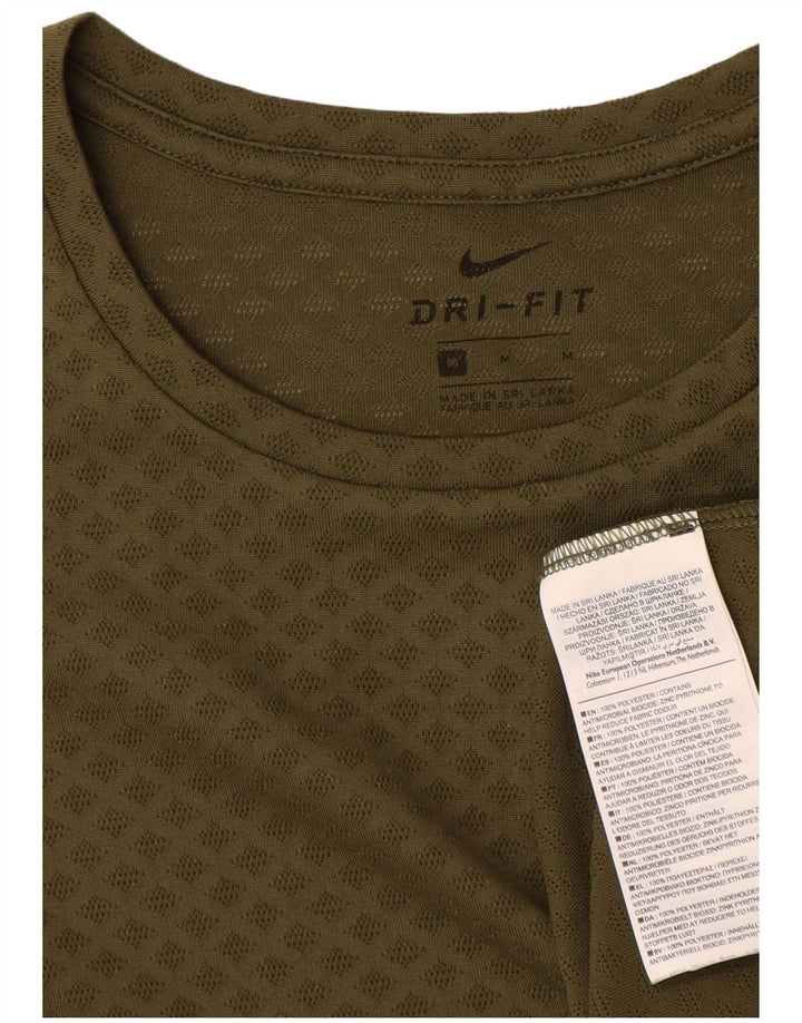 Мужская футболка Nike Dri Fit, верх среднего цвета, хаки, полиэстер с геометрическим рисунком