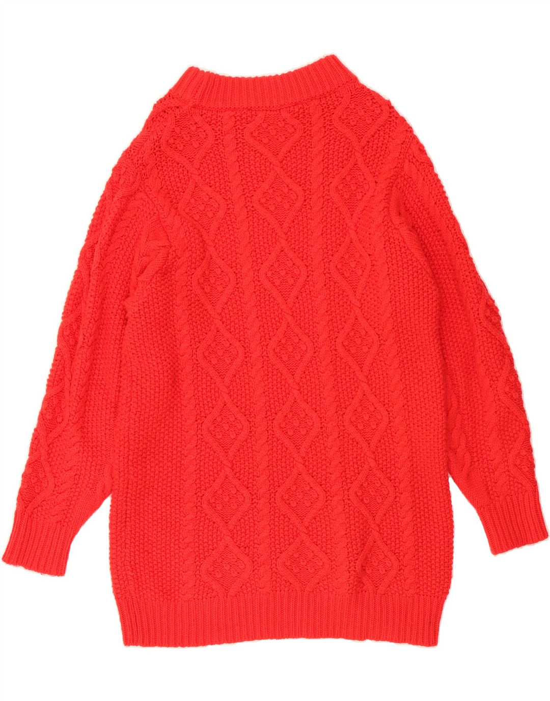 ZARA Womens Longline Crew Neck Jumper Sweater UK 12 Medium Red Nylon Vintage Zara and Second-Hand Zara from Messina Hembry 